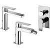 Paffoni set miscelatori lavabo, bidet scarico automatico e incasso doccia deviatore 2 vie cromato mod. Tango