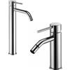 Paffoni coppia miscelatori lavabo alto e bidet senza scarico cromato mod. Light