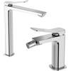Paffoni coppia miscelatori lavabo alto e bidet senza scarico cromato mod. Tilt