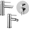 Paffoni set miscelatori lavabo, bidet senza scarico e incasso doccia deviatore 2 vie cromato mod. Stick