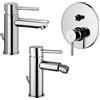 Paffoni set miscelatori lavabo, bidet scarico automatico e incasso doccia 2 vie a pulsante cromato mod. Stick