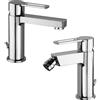 Paffoni coppia miscelatori lavabo e bidet scarico automatico cromato mod. Ringo
