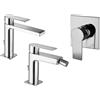 Paffoni set miscelatori lavabo, bidet scarico automatico e incasso doccia 1 via cromato mod. Tango