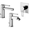 Paffoni set miscelatori lavabo, bidet scarico automatico e incasso doccia 1 via cromato mod. Ringo