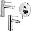 Paffoni set miscelatori lavabo, bidet senza scarico e incasso doccia 2 vie a pulsante cromato mod. Stick