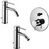 Paffoni set miscelatori lavabo, bidet scarico automatico e incasso doccia 2 vie a pulsante cromato mod. Light