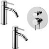 Paffoni set miscelatori lavabo, bidet senza scarico e incasso doccia deviatore 2 vie cromato mod. Light