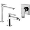 Paffoni set miscelatori lavabo alto, bidet scarico automatico e incasso doccia 1 via cromato mod. Tango