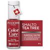 PODERM Smalto Cura per Unghie con Tea Tree - Rosso Rosa | Swiss Lab - 8ML | Arricchito con Tea Tree, Silicio & Biotina | Purifica, Schiarisce & Nutre le Unghie Gialle | Creato da una Podologa
