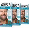Just For Men Baffi e barba tintura marrone medio, colore barba, tinta, elimina i capelli grigi per un aspetto più completo, con pennello applicatore - M35, confezione da 3 (3 x 28,4 g)
