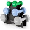 KM-Fit Set di manubri da 18 kg con supporto Manubri in neoprene da 1-5 kg Ghisa, impugnatura ergonomica, antiscivolo | Fitness e allenamento della for