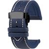 XNJIADVSY Cinturino in caucciù compatibile con IWC Pilot Mark 18 portoghese Tudor Breitling cinturino in nylon inferiore 20mm 21mm 22mm(A-Blue white-Black,22mm)