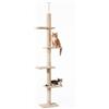 Fudajo Albero tiragraffi a soffitto beige 230-276cm Altezza regolabile con 4 livelli e sisal Gatti