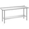 VEVOR Tavolo da Lavoro per Ristorazione in Acciaio Inox Senza Ruote, Tavolo per Preparazione da Cucina 1829 x 610 x 894 mm Alzatina, Banco Cucina Ripiano Sotto Portaoggetti 218 kg, Ristorante, Hotel