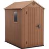 Keter Casetta da Giardino Darwin 4x6, Finitura Effetto Legno, Colore Marrone, 2 m², 125,8x184,5x205H cm
