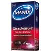 Manix Xtra Pleasure - Scatola di 10 preservativi per uomo, nervature e stimolanti/lubrificati e di dimensioni standard/diametro 52 mm