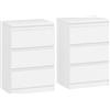 HOMCOM Comodino, Set di 2 Tavolini con 3 Cassetti, Comodino, Comodino per Camera da Letto, Soggiorno, 40 x 30 x 59,5 cm, Bianco | Aosom Italy
