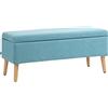 HOMCOM Cassapanca con Spazio di Archiviazione, fino a 220 kg, Finitura in Lino, 110x39x45cm, Blu