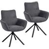 HOMCOM Set di 2 Sedie Moderno girevole da Pranzo con imbottitura Morbide e braccioli, design ergonomico e gambe in metallo, Grigio Scuro| Aosom Italy