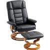 HOMCOM Poltrona relax reclinabile con poggiapiedi, girevole, struttura in legno, rivestimento sintetico nero | Aosom Italy