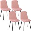 HOMCOM Sedie da pranzo set da 4 sedia da cucina con schienale, effetto velluto, poltrona 45 x 54 x 87 cm Rosa | Aosom Italy