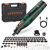 DEPSTECH DC08 Kit di utensili rotanti a batteria, utensile rotante ricaricabile da 2,0 Ah 8V con 5 velocità fino a 30000 giri/min e 124 accessori per lavori di artigianato e progetti fai-da-te