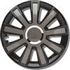 Albrecht Auto-Zubehör Albrecht Copricerchi 15 pollici nero/grigio neri per cerchioni in acciaio - Borchie pollici Flash in plastica di alta qualità con rivestimento a strati - Made in EU