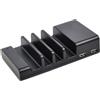 Angoily Stazione Di Ricarica Usb Multifunzionale 4 Porte Per Smartphone e Tablet, Hub Dock Protezione Sicurezza Completa, Compatibile Dispositivi Usb, Colore Nero