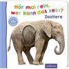Ars Edition Hör mal rein, wer kann das sein? - Zootiere: Streicheln und hören | Hochwertiges Pappbilderbuch mit 5 Sounds und Fühlelementen für Kinder ab 6 Monaten