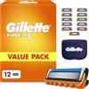 Gillette lame di ricambio accessori per rasoio Fusion5 12 pezzi strisce di scorrimento più grandi rasatura delicata per gli uomini