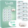 Gillette Lame Gillette Venus Pro Smooth Sensitive da donna, 10 lame di ricambio originali per rasoi da donna, rasoi a umido da donna per pelli sensibili — Incl. cappuccio da viaggio 10 lame + cappuccio