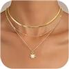 Kakonia Collana Oro Donna,Collana Oro Strato,Collana Pendente Placcata in Oro 14K,Choker Donna Gioielli Trendy Impilati