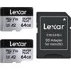 Lexar 64GB microSDXC UHS-I Professional V30 SILVER PLUS Memory Card (205MB/s) Twin Pack