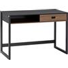 Easycomfort Scrivania per Camera e Ufficio con Cassetto Stile Industriale, 110x50x76cm, Noce e Nero