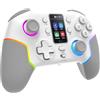 Mars Gaming MGP-V3, Gamepad Wireless ARGB, Tripla Connessione Bluetooth 5.0/2.4GPRO / Cavo, Schermo LCD a Colori, Joystick e Grilletto Hall Effect, Switch|Switch 2|PC|Android|iOS 13.0+, Bianco