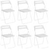 Baroni Home Sedia Pieghevole Salvaspazio, Sedia da Pranzo per Interno ed Esterno con Struttura in Acciaio, 42x38x78 cm (6 Pezzi, Bianco)