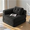 Xbro Divano Letto Pieghevole Singolo Compatto in Velluto a Coste con Poggiatesta a L, Poltrona Letto Salvaspazio per Soggiorno Ufficio Ospiti, 85x85-170x85 cm, Grigio Scuro
