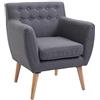 HOMCOM Poltrona Imbottita Moderna, Poltroncina da Camera Soggiorno con Braccioli Tessuto Legno 68 × 58.5 × 76cm Grigio Chiaro