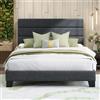 MUTICOR Letto imbottito 140x200 cm tessuto con testiera, Grigio scuro
