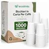 ecodrinks 1000 Bicchieri Caffe Carta Da 75ml - Set Bicchierini Monouso per Bevande Calde/Fredde - Biodegradabili, Eco-friendly e Made in Italy, Bianco