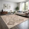 TT Home Tappeto Boho Vintage Soggiorno Pelo Corto Design Retro Antiscivolo Facile Manutenzione Moderno Sala Da Pranzo Ingresso Lavabile, Colore:Taupe, Dimensione:120x160 cm