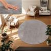TT Home Tappeto Salotto Pelo Corto Monocolore Design Moderno Lavabile, Colore: Grigio, Dimensione:80 cm tondo