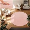 TT Home Tappeto Salotto Pelo Corto Monocolore Design Moderno Lavabile, Colore: Rosa, Dimensione:120 cm tondo