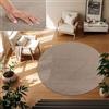 TT Home Tappeto Salotto Pelo Corto Monocolore Design Moderno Lavabile, Colore:Taupe, Dimensione:80 cm tondo