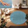 TT Home Tappeto Salotto Pelo Corto Monocolore Design Moderno Lavabile, Colore: Blu Chiaro Turchese, Dimensione:80 cm tondo