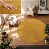 TT Home Tappeto Salotto Pelo Corto Monocolore Design Moderno Lavabile, Colore: Giallo Scuro Giallo senape, Dimensione:120 cm tondo
