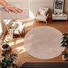 TT Home Tappeto Salotto Pelo Corto Monocolore Design Moderno Lavabile, Colore: Beige, Dimensione:120 cm tondo