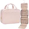 NISHEL Borsa da viaggio per articoli da toeletta da donna, organizer portatile per shampoo, balsamo, set di spazzole full-size e accessori da viaggio., rosa., m, Beauty case da viaggio