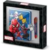 KARACTERMANIA Marvel Spiderman Best Team-Confezione con Diario A5 + Penna 6 Colori, Blu