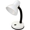 VELAMP CHARLESTON Lampada da tavolo con collo flessibile - Design moderno - Ideale per scrivania, lettura e comodino - Attacco lampadina E27 - Colore bianco